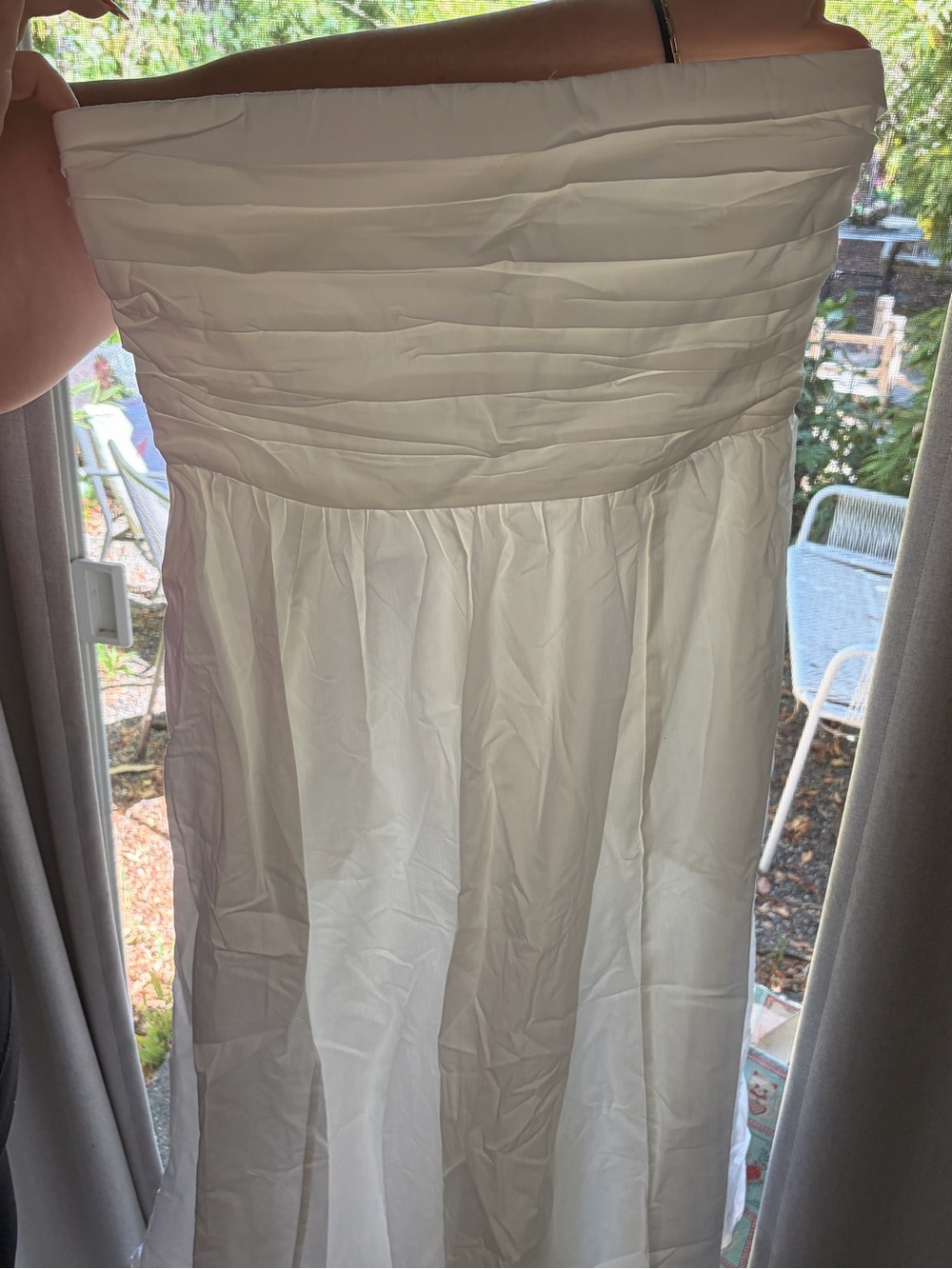 Abercrombie & Fitch Strapless White Ruched Bodice Dress